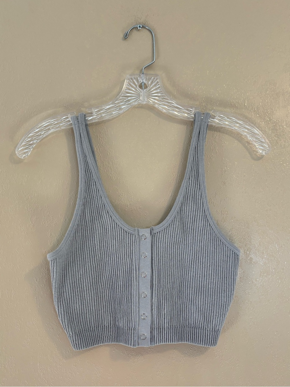 aerie Seamless Snap Front Longline Cropped Tank sz M